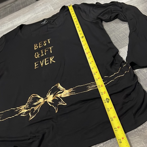 NWT a:glow Maternity Long Sleeve Tee Black & Gold Ruched at Hips Stretch Soft XL - Picture 9 of 9